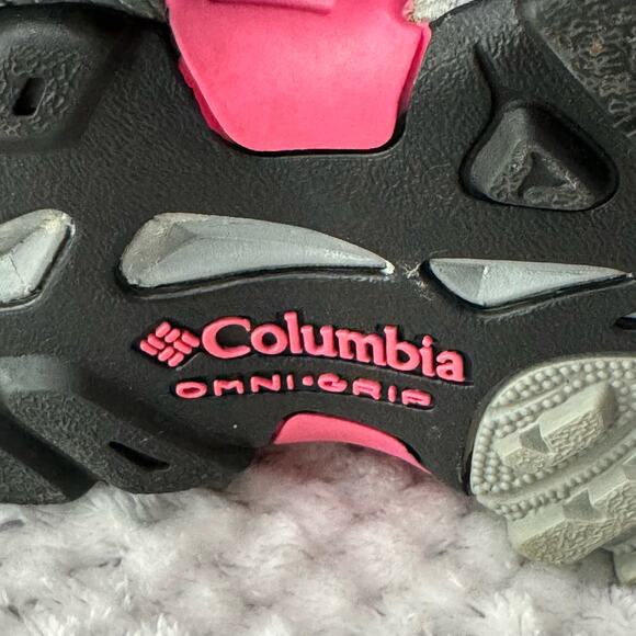 Columbia Omni-Grip Waterproof Sneakers Girls 2 Gray Pink Techlite Shoes Lace Up - Picture 10 of 14